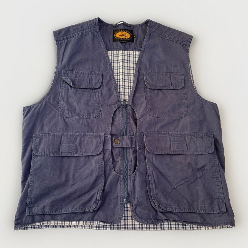 Vintage Woolrich Utility Hunting Fishing Outdoor Blue Vest Men’s Size Medium